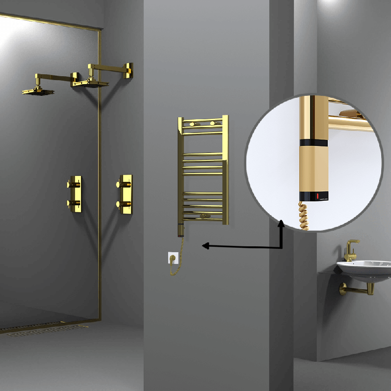 HAITI Elektrikli Havlupan 400x700 Düz Altın (OneD On/Off ) Sol 200W - 1HAI04000700DK2PE9020