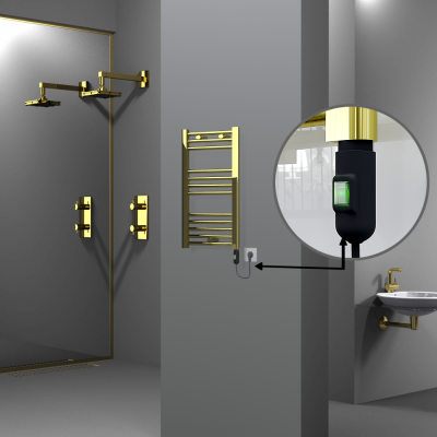 HAITI Elektrikli Havlupan 400x700 Düz Altın (On/Off Düğmeli) 200W - Thumbnail 1HAI04000700DK2PE1020