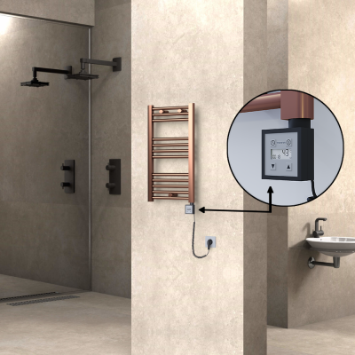 HAITI Elektrikli Havlupan 400x700 Düz Bakır Eskitme (KTX3 Termostat) 200W Spiral Kablolu - Thumbnail 1HAI04000700DK3PE7020-K