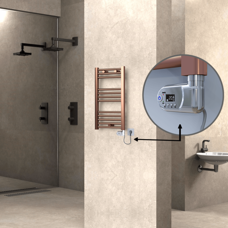 HAITI Elektrikli Havlupan 400x700 Düz Bakır Eskitme (Thesis Termostat) 200W - 1HAI04000700DK3PE2020