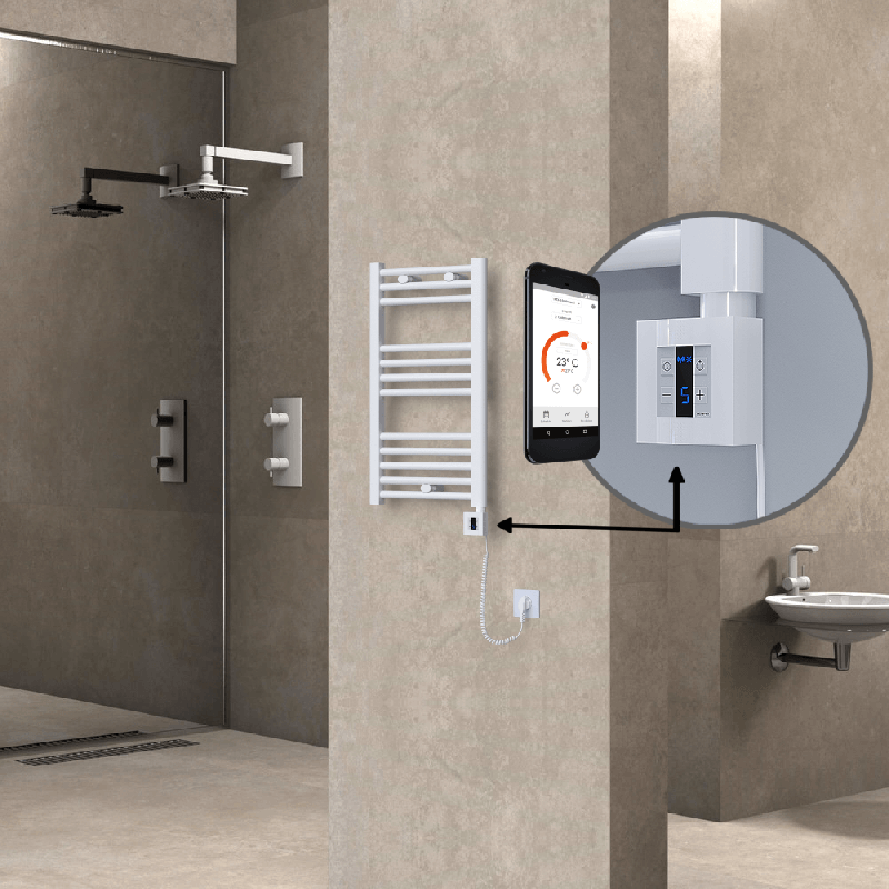 HAITI Elektrikli Havlupan 400x700 Düz Beyaz (KTX4 Termostat) 300W Spiral Kablolu - 1HAI04000700DB1PEC030-K