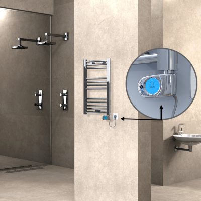 Radiva - HAITI Elektrikli Havlupan 400x700 Düz Krom (Musa Termostat) 200W