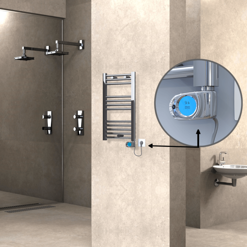 HAITI Elektrikli Havlupan 400x700 Düz Krom (Musa Termostat) 200W - 1HAI04000700DK1PE3020