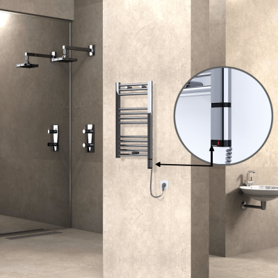 Radiva - HAITI Elektrikli Havlupan 400x700 Düz Krom (OneD On/Off ) Sağ 200W