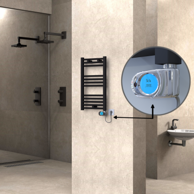 Radiva - HAITI Elektrikli Havlupan 400x700 Düz Siyah (Musa Termostat) 300W (1)