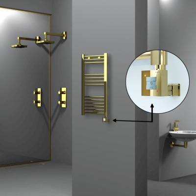 Radiva - HAITI Elektrikli Havlupan 400x800 Düz Altın (KTX1 Termostat) 200W (1)