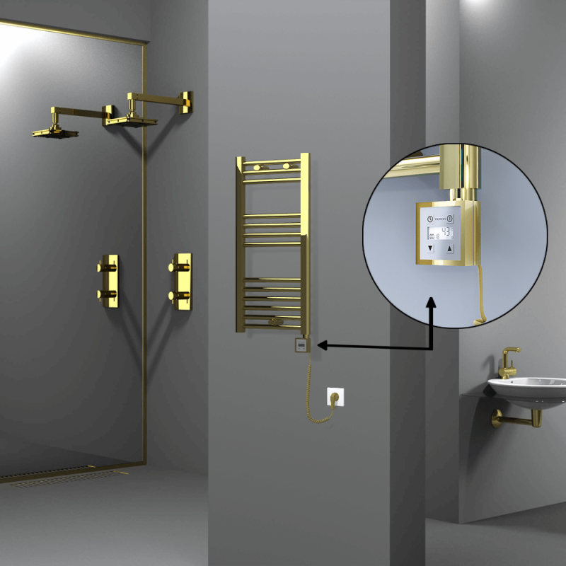 HAITI Elektrikli Havlupan 400x800 Düz Altın (KTX3 Termostat) 200W Spiral Kablolu - 1HAI04000800DK2PE7020-K