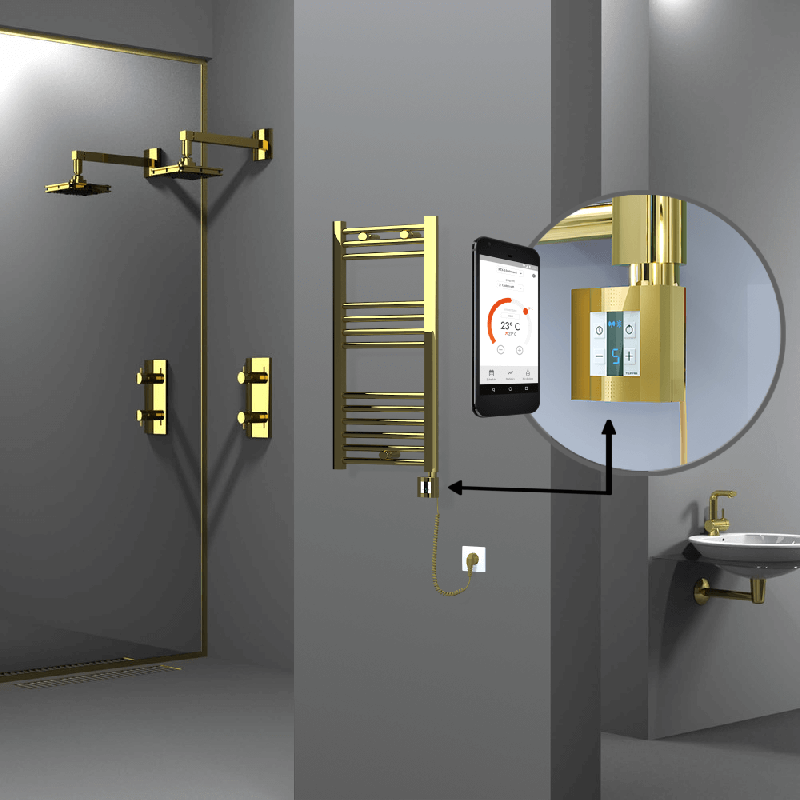HAITI Elektrikli Havlupan 400x800 Düz Altın (KTX4 Termostat) 200W Spiral Kablolu - 1HAI04000800DK2PEC020-K