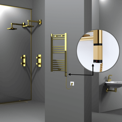 Radiva - HAITI Elektrikli Havlupan 400x800 Düz Altın (OneD On/Off ) Sağ 200W