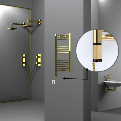 Radiva - HAITI Elektrikli Havlupan 400x800 Düz Altın (OneD On/Off ) Sol 200W (1)