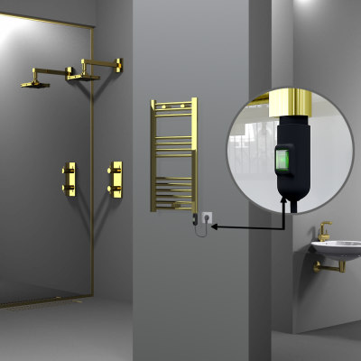 Radiva - HAITI Elektrikli Havlupan 400x800 Düz Altın (On/Off Düğmeli) 200W (1)