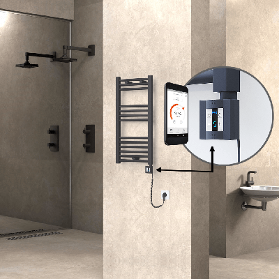 Radiva - HAITI Elektrikli Havlupan 400x800 Düz Antrasit (KTX4 Termostat) 300W Spiral Kablolu (1)