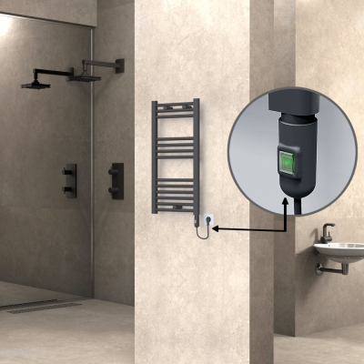 Radiva - HAITI Elektrikli Havlupan 400x800 Düz Antrasit (On/Off Düğmeli) 300W (1)