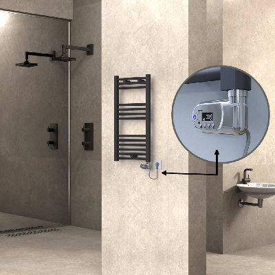 Radiva - HAITI Elektrikli Havlupan 400x800 Düz Antrasit (Thesis Termostat) 300W (1)