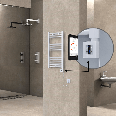  - HAITI Elektrikli Havlupan 400x800 Düz Beyaz (KTX4 Termostat) 300W Spiral Kablolu (1)