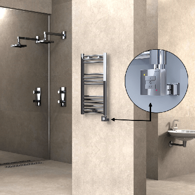  - HAITI Elektrikli Havlupan 400x800 Düz Krom (KTX1 Termostat) 200W