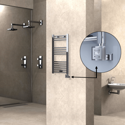  - HAITI Elektrikli Havlupan 400x800 Düz Krom (KTX3 Termostat) 200W (1)