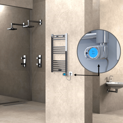 Radiva - HAITI Elektrikli Havlupan 400x800 Düz Krom (Musa Termostat) 200W