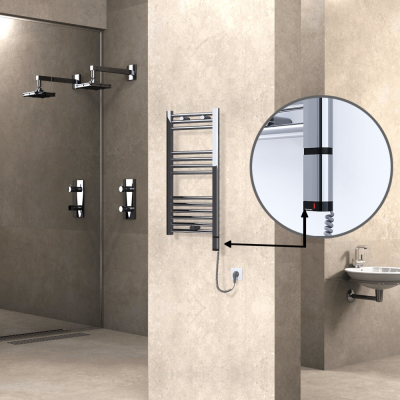 HAITI Elektrikli Havlupan 400x800 Düz Krom (OneD On/Off ) Sağ 200W - Thumbnail 1HAI04000800DK1PE8020