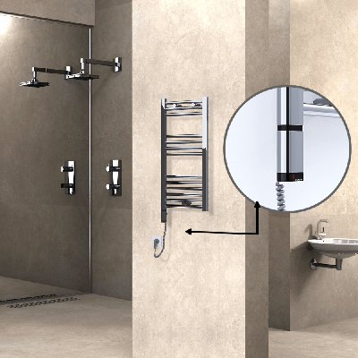 Radiva - HAITI Elektrikli Havlupan 400x800 Düz Krom (OneD On/Off ) Sol 200W