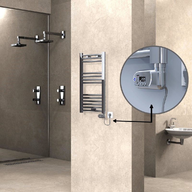 HAITI Elektrikli Havlupan 400x800 Düz Krom (Thesis Termostat) 200W - 1HAI04000800DK1PE2020