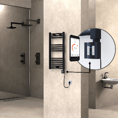 HAITI Elektrikli Havlupan 400x800 Düz Siyah (KTX4 Termostat) 300W Spiral Kablolu - Thumbnail 1HAI04000800DB3MEC030-K