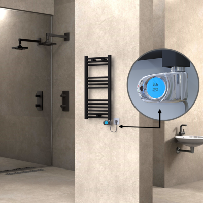 Radiva - HAITI Elektrikli Havlupan 400x800 Düz Siyah (Musa Termostat) 300W (1)