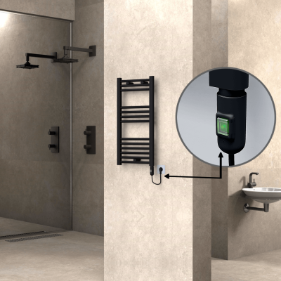 Radiva - HAITI Elektrikli Havlupan 400x800 Düz Siyah (On/Off Düğmeli) 300W (1)