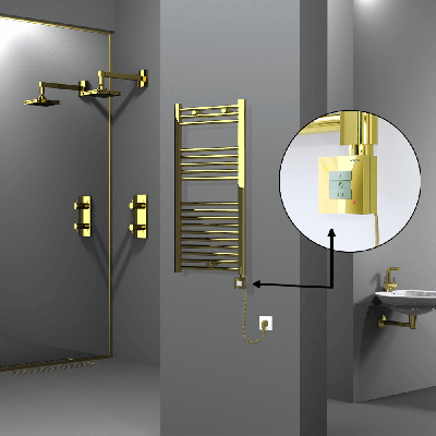 Radiva - HAITI Elektrikli Havlupan 500x1000 Düz Altın (KTX1 Termostat) 300W Spiral Kablolu