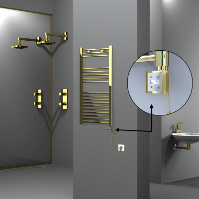 Radiva - HAITI Elektrikli Havlupan 500x1000 Düz Altın (KTX3 Termostat) 300W Spiral Kablolu