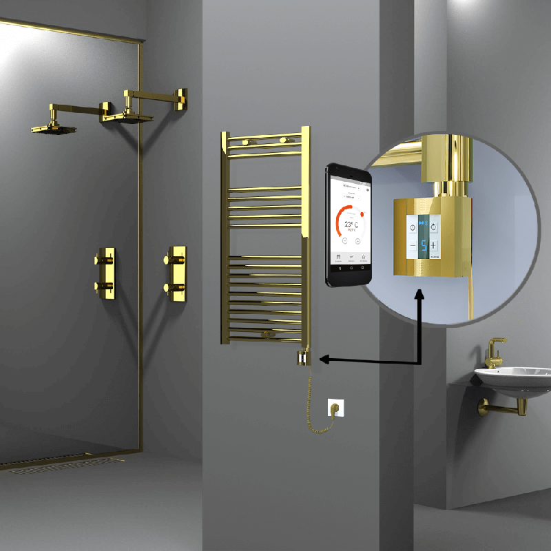 HAITI Elektrikli Havlupan 500x1000 Düz Altın (KTX4 Termostat) 300W Spiral Kablolu - 1HAI05001000DK2PEC030-K