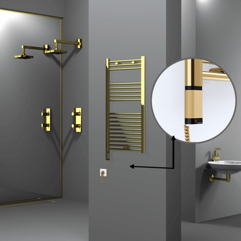 HAITI Elektrikli Havlupan 500x1000 Düz Altın (OneD On/Off ) Sol 300W - 1HAI05001000DK2PE9030