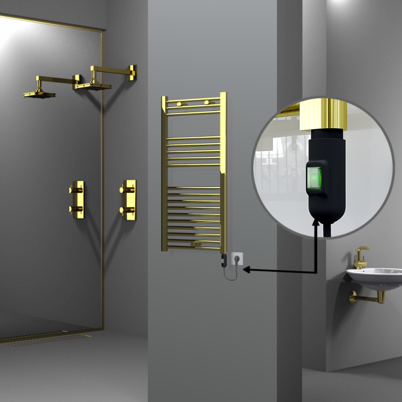 HAITI Elektrikli Havlupan 500x1000 Düz Altın (On/Off Düğmeli) 300W - 1HAI05001000DK2PE1030