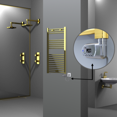 Radiva - HAITI Elektrikli Havlupan 500x1000 Düz Altın (Thesis Termostat) 300W (1)