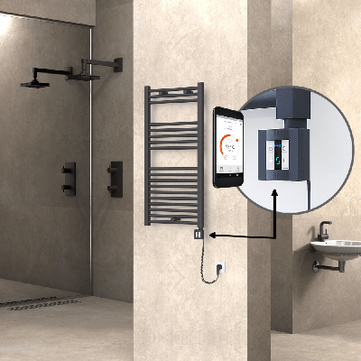 HAITI Elektrikli Havlupan 500x1000 Düz Antrasit (KTX4 Termostat) 600W Spiral Kablolu - Thumbnail 1HAI05001000DB2TEC060-K