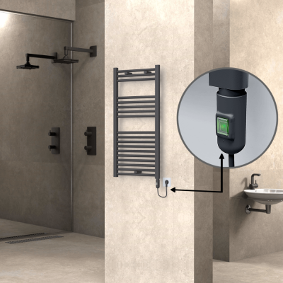 HAITI Elektrikli Havlupan 500x1000 Düz Antrasit (On/Off Düğmeli) 600W - Thumbnail 1HAI05001000DB2TE1060