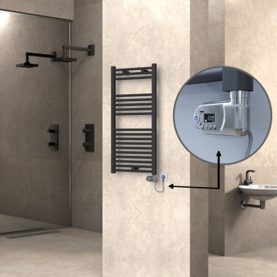 Radiva - HAITI Elektrikli Havlupan 500x1000 Düz Antrasit (Thesis Termostat) 600W (1)