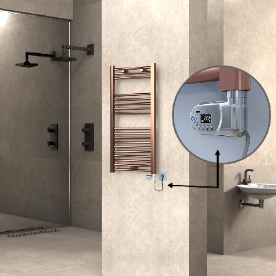  - HAITI Elektrikli Havlupan 500x1000 Düz Bakır Eskitme (Thesis Termostat) 300W