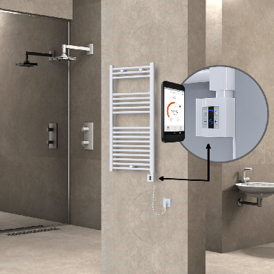  - HAITI Elektrikli Havlupan 500x1000 Düz Beyaz (KTX4 Termostat) 600W Spiral Kablolu