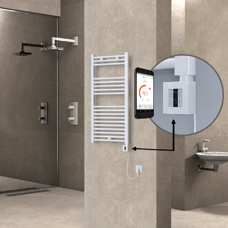 HAITI Elektrikli Havlupan 500x1000 Düz Beyaz (KTX4 Termostat) 600W Spiral Kablolu - 1HAI05001000DB1PEC060-K