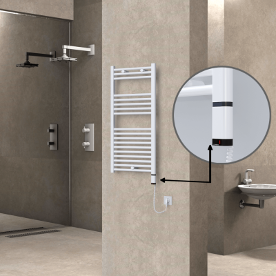 Radiva - HAITI Elektrikli Havlupan 500x1000 Düz Beyaz (OneD On/Off ) Sağ 300W (1)