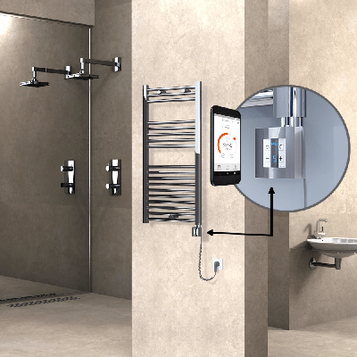  - HAITI Elektrikli Havlupan 500x1000 Düz Krom (KTX4 Termostat) 300W Spiral Kablolu (1)