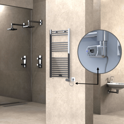 HAITI Elektrikli Havlupan 500x1000 Düz Krom (Thesis Termostat) 300W - Thumbnail 1HAI05001000DK1PE2030