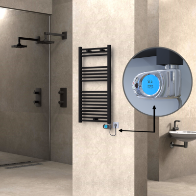 Radiva - HAITI Elektrikli Havlupan 500x1000 Düz Siyah (Musa Termostat) 600W