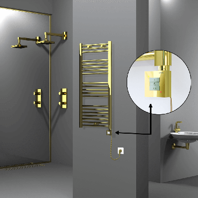 Radiva - HAITI Elektrikli Havlupan 500x1100 Düz Altın (KTX1 Termostat) 300W Spiral Kablolu