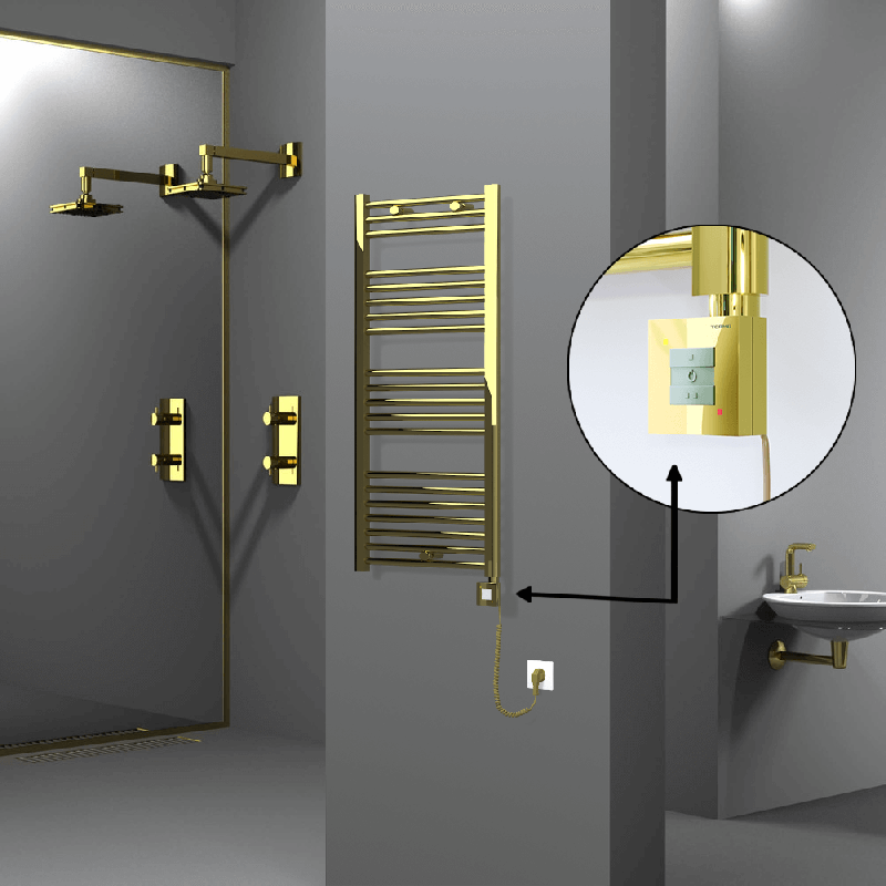 HAITI Elektrikli Havlupan 500x1100 Düz Altın (KTX1 Termostat) 300W Spiral Kablolu - 1HAI05001100DK2PEB030-K