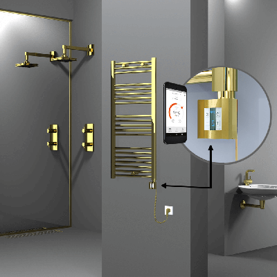 Radiva - HAITI Elektrikli Havlupan 500x1100 Düz Altın (KTX4 Termostat) 300W Spiral Kablolu