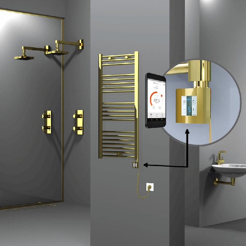 HAITI Elektrikli Havlupan 500x1100 Düz Altın (KTX4 Termostat) 300W Spiral Kablolu - 1HAI05001100DK2PEC030-K