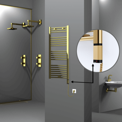 Radiva - HAITI Elektrikli Havlupan 500x1100 Düz Altın (OneD On/Off ) Sağ 300W (1)