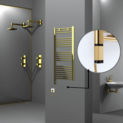 Radiva - HAITI Elektrikli Havlupan 500x1100 Düz Altın (OneD On/Off ) Sol 300W